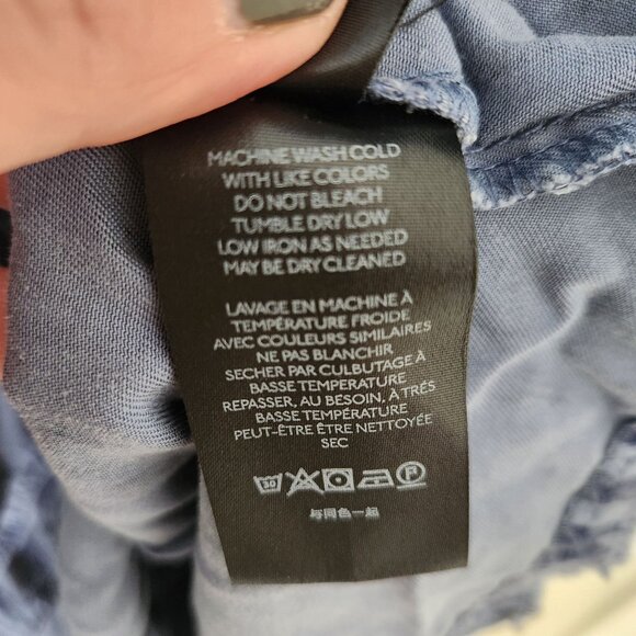 Anthropologie Chambray Tencel Sleeveless Dress Ruffle Blue Boho Cottage Summer - Picture 7 of 10